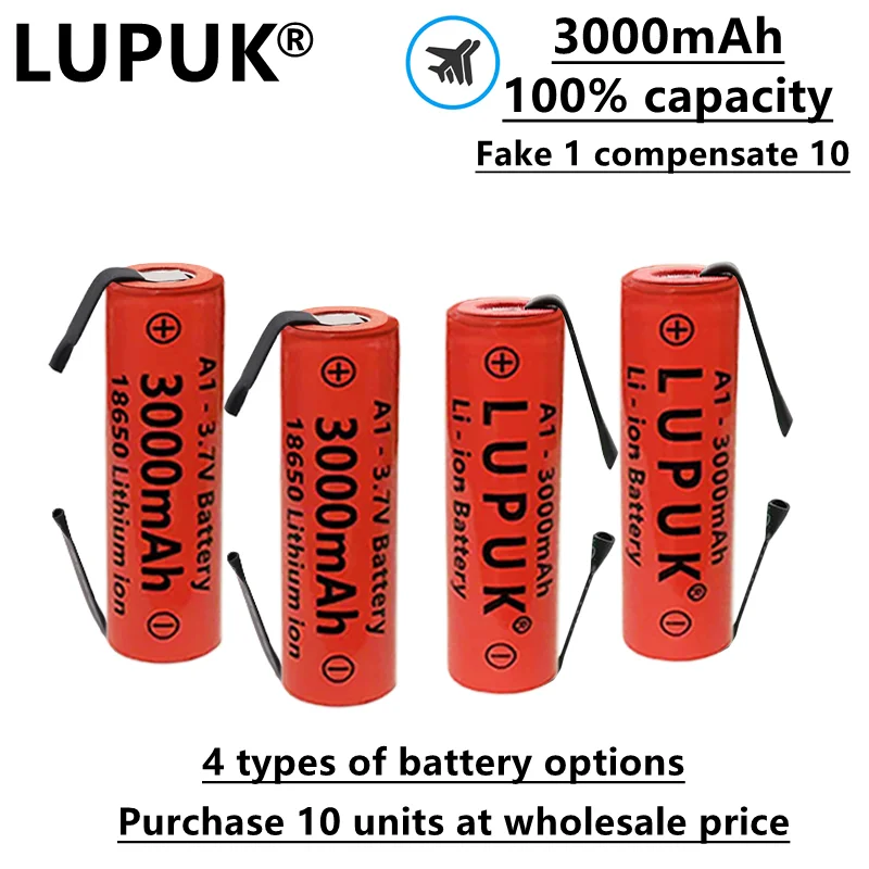 LUPUK-18650 Lithium-Ion Battery, 3.7V, 3000mAh, Available in Four Types For Electronic Cigarettes, Flashlights, Toys, Etc
LUPUK-18650 Lithium-Ion Battery, 3.7V, 3000mAh, Available in Four Types For Electronic Cigarettes, Flashlights, Toys, Etc