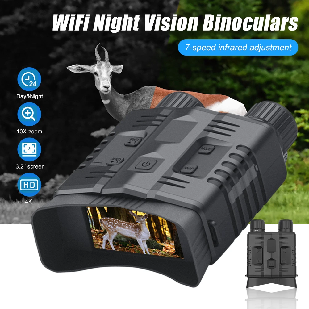 4K WiFi Ночной бинокль Оборудование 800 м Полный черный 8 Вт Инфракрасный 10 x Цифровой телескоп Охота Лагерь Видеография Защитные очки
4K WiFi Ночной бинокль Оборудование 800 м Полный черный 8 Вт Инфракрасный 10 x Цифровой телескоп Охота Лагерь Видеография Защитные очки
