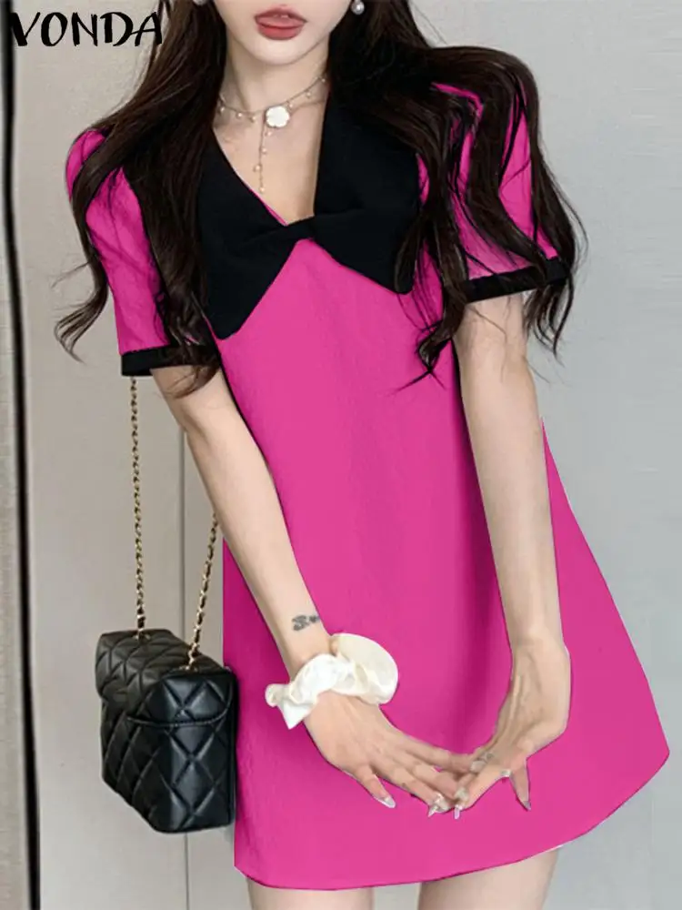 Sexy Color Patchwork Mini Dress VONDA 2023 Summer Women Short Sleeve Lapel Party Beach Sundress Casual Loose Bohemian Robe Femme
Sexy Color Patchwork Mini Dress VONDA 2023 Summer Women Short Sleeve Lapel Party Beach Sundress Casual Loose Bohemian Robe Femme