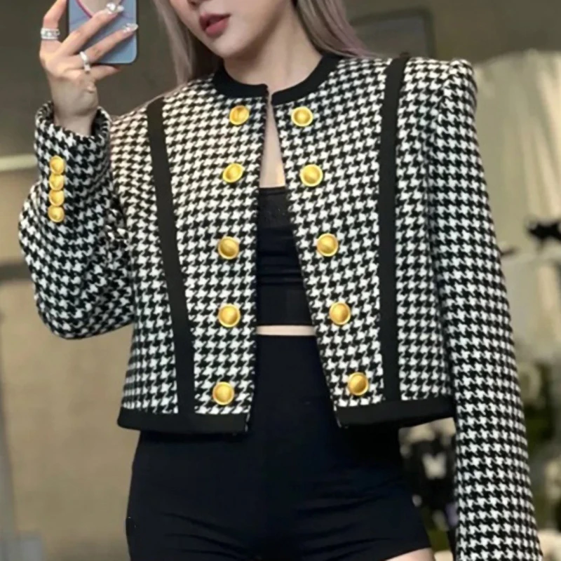 2022 Autumn Winter Blazer Women Jackets Female Coats Long Sleeve Houndstooth Plaid Tops Fashion Office Lady Elegant Korean Style
2022 Autumn Winter Blazer Women Jackets Female Coats Long Sleeve Houndstooth Plaid Tops Fashion Office Lady Elegant Korean Style