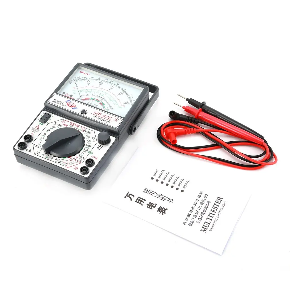 MF-47C Analog Multimeter DC/AC Voltage Current Meter Infrared Detection Handheld hFE Tester Multitester Buzzer Battery Test
MF-47C Analog Multimeter DC/AC Voltage Current Meter Infrared Detection Handheld hFE Tester Multitester Buzzer Battery Test