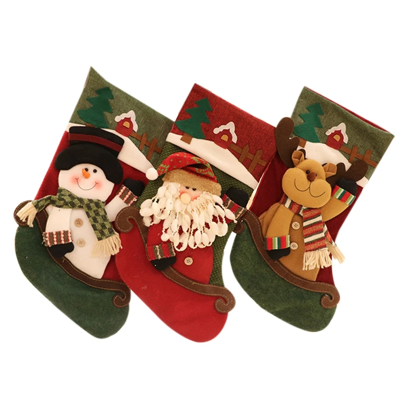 

Рождественские носки, Подарочный пакет, украшение для рождественской елки, подвеска, товары для рождественских подарков, носки с Сантой