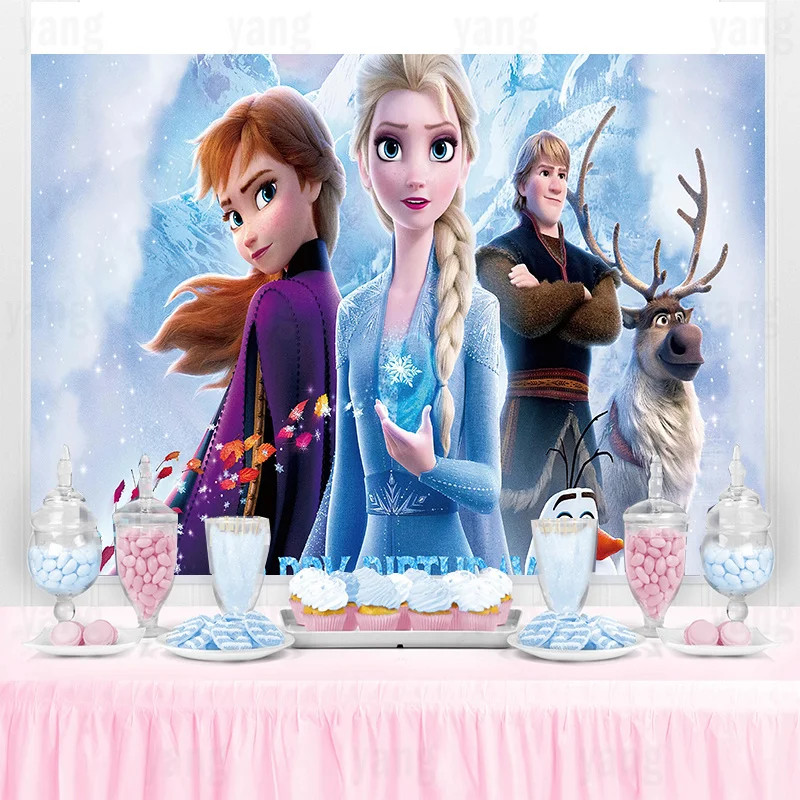 

Disney Frozen Anna Elsa Olaf Princess Girls Boys Gifts Birthday Backgrounds Decors Vinyl Party Backdrop Baby Shower Supplies