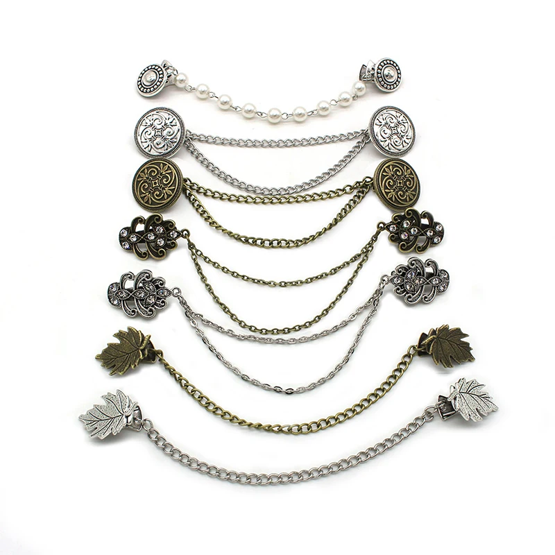 1PC Retro Chain Cardigan Clip Cape Shawl Shirt Sweater Cloak Collar Clip Pearl Blouse Buckle Clothing Decoration Brooch Pin
1PC Retro Chain Cardigan Clip Cape Shawl Shirt Sweater Cloak Collar Clip Pearl Blouse Buckle Clothing Decoration Brooch Pin