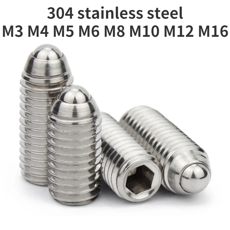 

1/2/5Pcs M3 M4 M5 M6 M8 M10 M12 M16 Stainless Steel 304 Ball Positioning Ball Screw Ball Setting Spring Ball Head Plunger