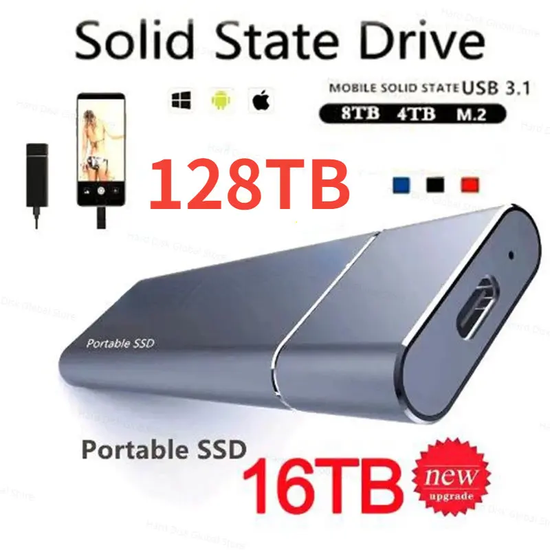 

Оригинальный высокоскоростной внешний жесткий диск 100% дюйма, 16 Тб, 8 ТБ, SSD 4 ТБ, портативный внешний твердотельный жесткий диск с интерфейсом USB3.0, мобильный жесткий диск