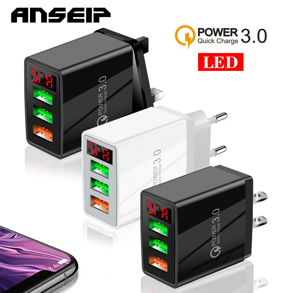 ANSEIP Quick Charge 3.0 USB Charger for iPhone 12 13 Xiaomi redmi Huawei LED Digital Display 3A Fast Charging Wall Phone Charger
ANSEIP Quick Charge 3.0 USB Charger for iPhone 12 13 Xiaomi redmi Huawei LED Digital Display 3A Fast Charging Wall Phone Charger