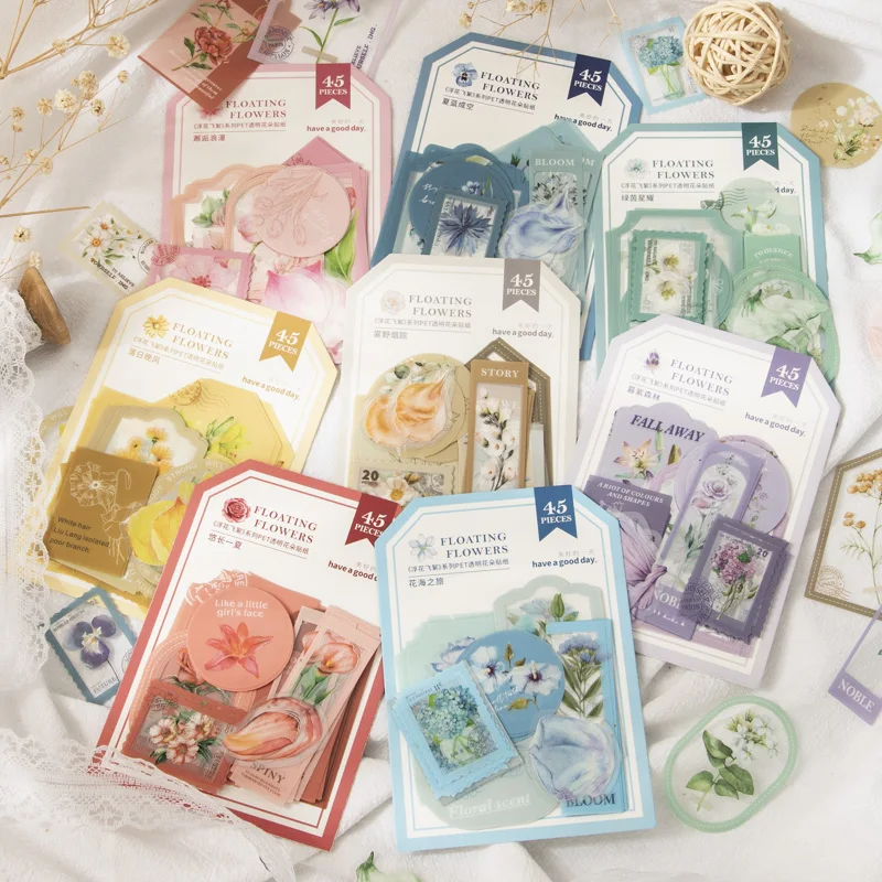 45 sheets PET material sticker pack floral theme handbook decoration collage Scrapbooking Stickers 8 styles
45 sheets PET material sticker pack floral theme handbook decoration collage Scrapbooking Stickers 8 styles