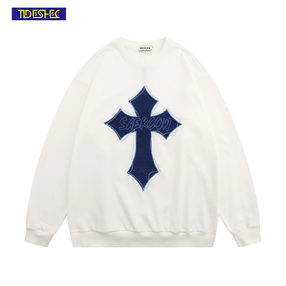 Men Harajuku Punk Sweatshirt Cross Embroidery Pullover Hoodie Hip Hop Sweatshirt Oversize Pullover Men Streetwear Clothing
Men Harajuku Punk Sweatshirt Cross Embroidery Pullover Hoodie Hip Hop Sweatshirt Oversize Pullover Men Streetwear Clothing