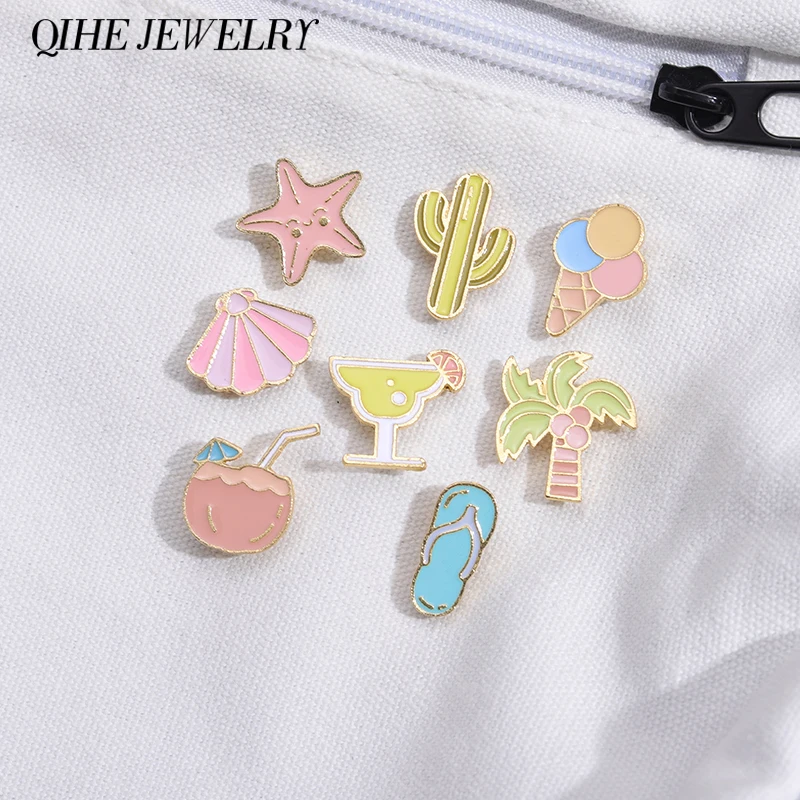 Summer Beach Vacation Enamel Pin Cute Drink Coconut Ice Cream Lapel Shell Metal Brooch Travel Starfish Badge Accessories Gifts
Summer Beach Vacation Enamel Pin Cute Drink Coconut Ice Cream Lapel Shell Metal Brooch Travel Starfish Badge Accessories Gifts