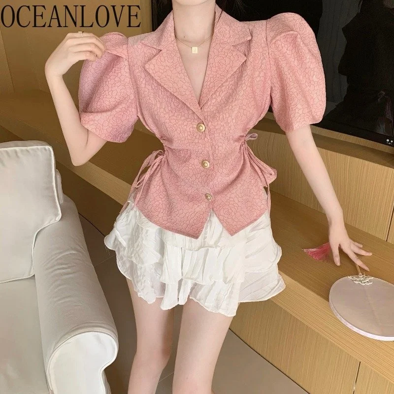 Pu Sleeve Women Shirts Hollow Out Print Vintage Summer Blusas Mujer Korean ashion Sweet Sexy Notched Blouses
Pu Sleeve Women Shirts Hollow Out Print Vintage Summer Blusas Mujer Korean ashion Sweet Sexy Notched Blouses