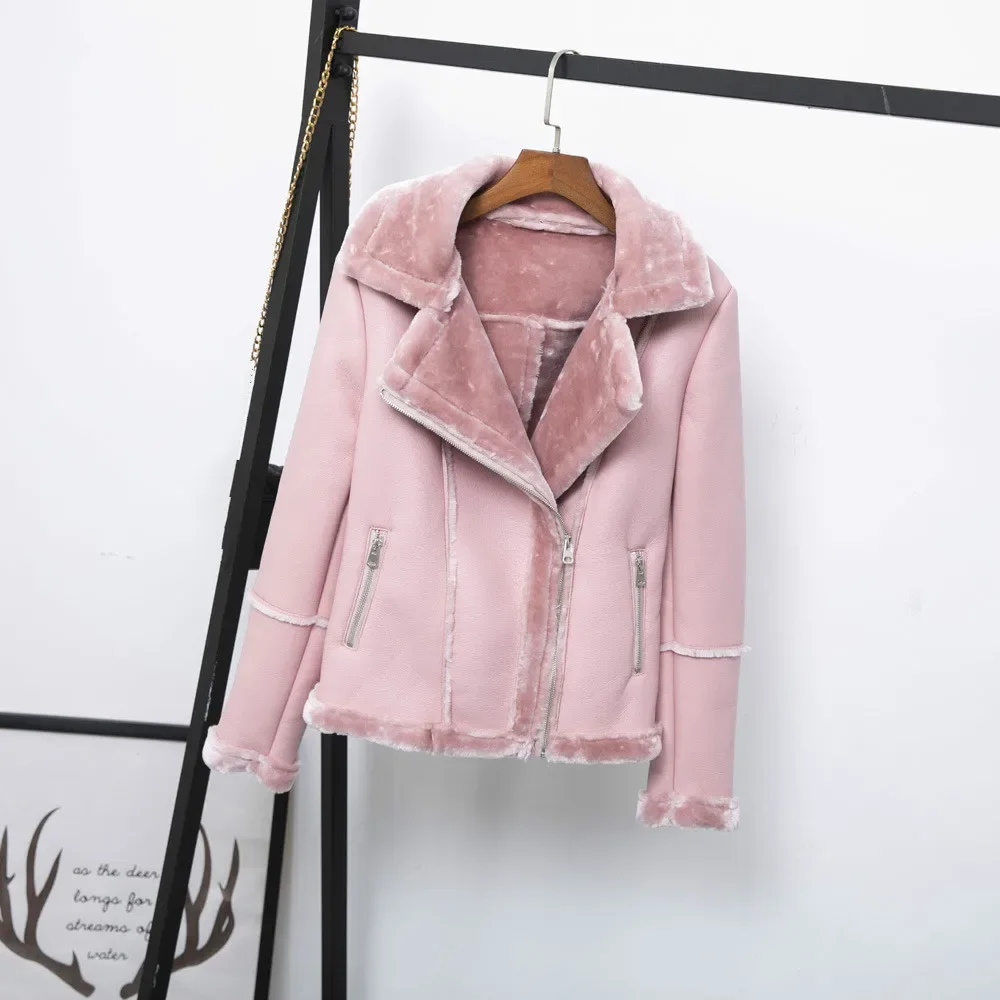 Girls Short PU Leather Jacket Winter Women Faux Leather Jacket Motorcycle Long Sleeve Faux Fur Collar Thick Fluffy Pink Coat Hot
Girls Short PU Leather Jacket Winter Women Faux Leather Jacket Motorcycle Long Sleeve Faux Fur Collar Thick Fluffy Pink Coat Hot