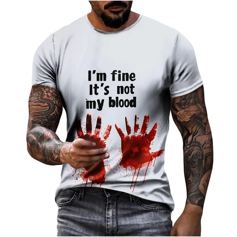 Мужская футболка на Хэллоуин I'm Fine Bloody Graphic полная печать страшная жуткая с