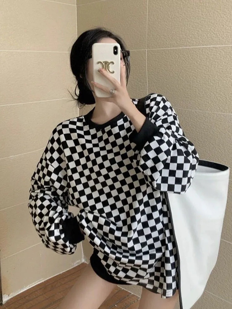 Deeptown Korean Style Plus Size Plaid Print Sweatshirt Women Harajuku Caual Checkerboard Hoodies Female Long Sleeve Pullover Top
Deeptown Korean Style Plus Size Plaid Print Sweatshirt Women Harajuku Caual Checkerboard Hoodies Female Long Sleeve Pullover Top