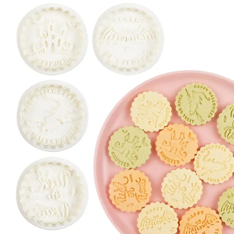 Halloween Cookie Molds 4Pcs Cookie Biscuit Stamps Hand Pressure Cookie Mold Cookie Biscuit Stamps Halloween Baking Supplies
Halloween Cookie Molds 4Pcs Cookie Biscuit Stamps Hand Pressure Cookie Mold Cookie Biscuit Stamps Halloween Baking Supplies