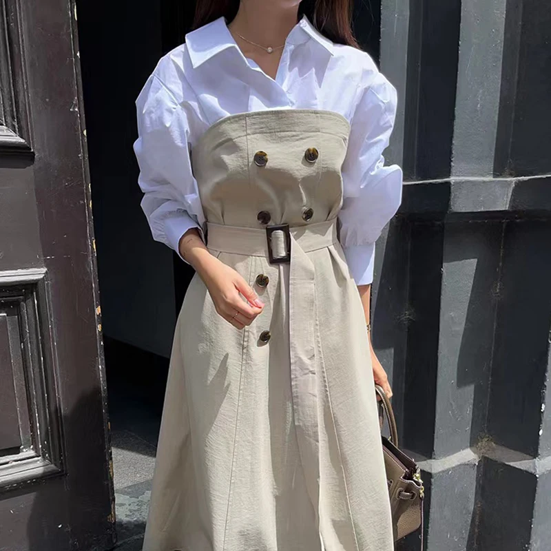 Clothland Women Elegant Patchwork Midi Dress Spliced Trench Style One Piece Belt Office Wear Mid Calf Dresses Vestido QD152
Clothland Women Elegant Patchwork Midi Dress Spliced Trench Style One Piece Belt Office Wear Mid Calf Dresses Vestido QD152