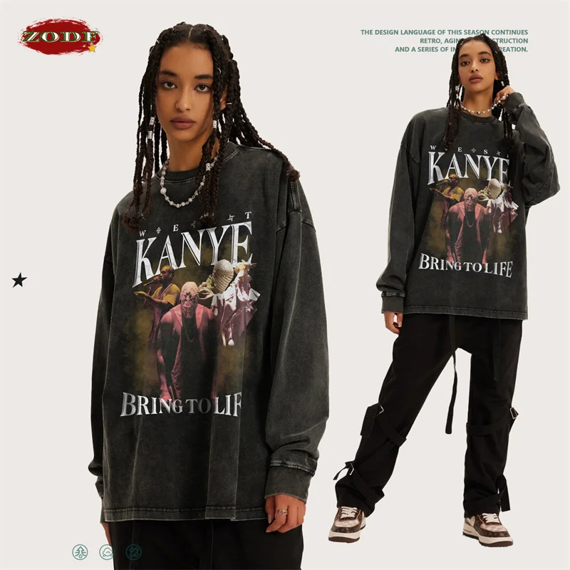 Промытая Ретро 2023 черная хлопковая футболка для мужчин унисекс Kanye West печать полный рукав 260gsm футболки брендовая уличная одежда HY0346
Промытая Ретро 2023 черная хлопковая футболка для мужчин унисекс Kanye West печать полный рукав 260gsm футболки брендовая уличная одежда HY0346