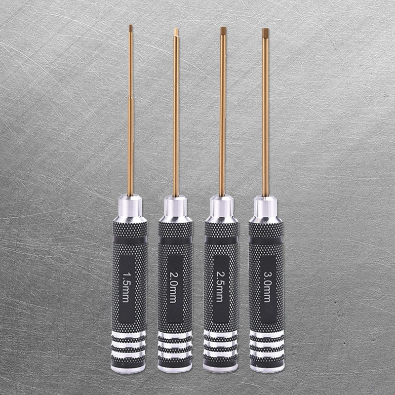 4pcs 1.5mm 2.0mm 2.5mm 3.0mm Hex Screw Driver Set Titanium Hexagon Screwdriver Wrench Tool Kit for Multi-Axis FPV Drone
4pcs 1.5mm 2.0mm 2.5mm 3.0mm Hex Screw Driver Set Titanium Hexagon Screwdriver Wrench Tool Kit for Multi-Axis FPV Drone