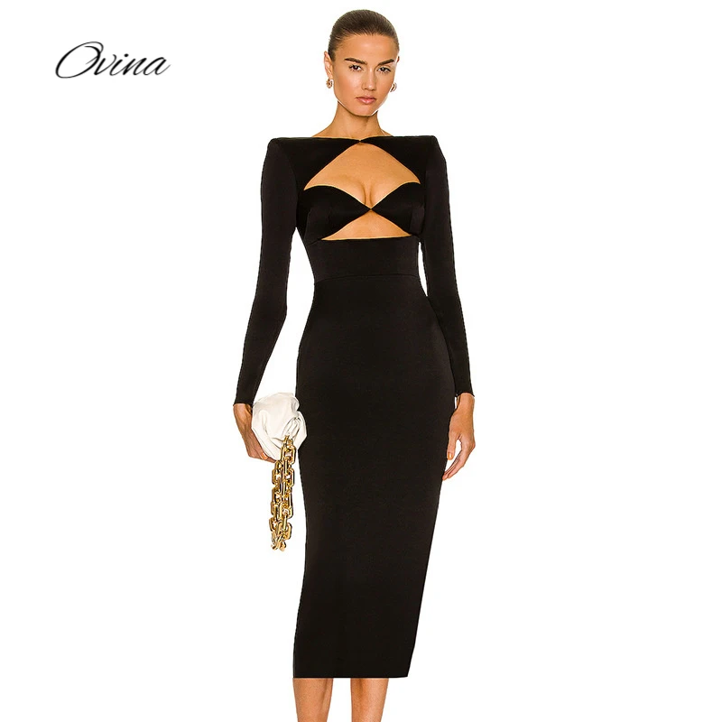 Black Women's Bandage Dress Sexy Hollow Out Design Tight Fashionable Temperament Medium Long Celebrity Party Dress
Black Women's Bandage Dress Sexy Hollow Out Design Tight Fashionable Temperament Medium Long Celebrity Party Dress