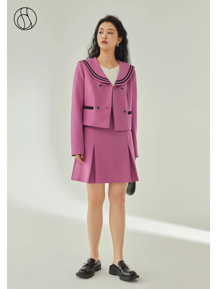 DUSHU Slightly Fat Lady Navy Collar Cropped Suit Straight Double Breasted Short Blazers Office Lady Solid Spring Mini-Skirts
DUSHU Slightly Fat Lady Navy Collar Cropped Suit Straight Double Breasted Short Blazers Office Lady Solid Spring Mini-Skirts