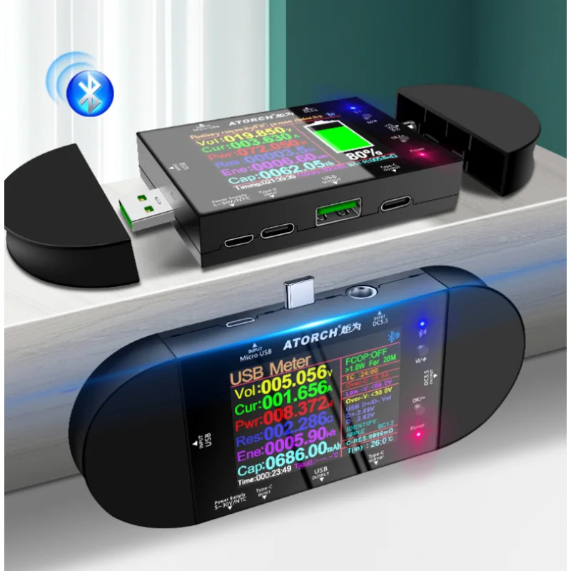 

UD24 DC5.5 USB tester Type-C 2.4"inch digital voltmeter ammeter power bank voltage detector volt PD Trigger electric meter