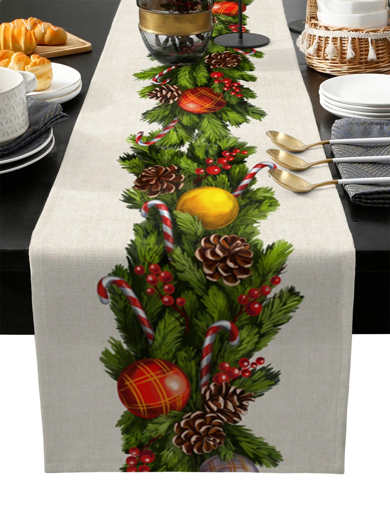 Christmas Pine Branches Candy Christmas Ball Decoration Table Runners Home Christmas Decorations Holiday Party Table Runners
Christmas Pine Branches Candy Christmas Ball Decoration Table Runners Home Christmas Decorations Holiday Party Table Runners
