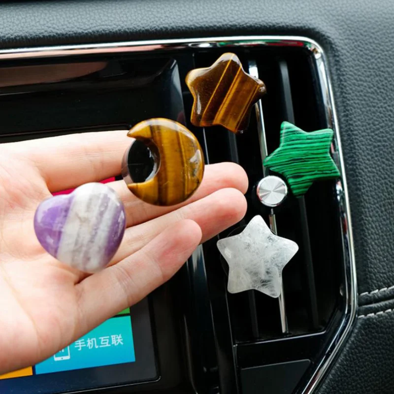 20pc Natural Crystal Stone 30mm Heart Star Moon Car Air Outlet Decoration Rose Quartz Aventurine Car Interior Ornament Clip
20pc Natural Crystal Stone 30mm Heart Star Moon Car Air Outlet Decoration Rose Quartz Aventurine Car Interior Ornament Clip
