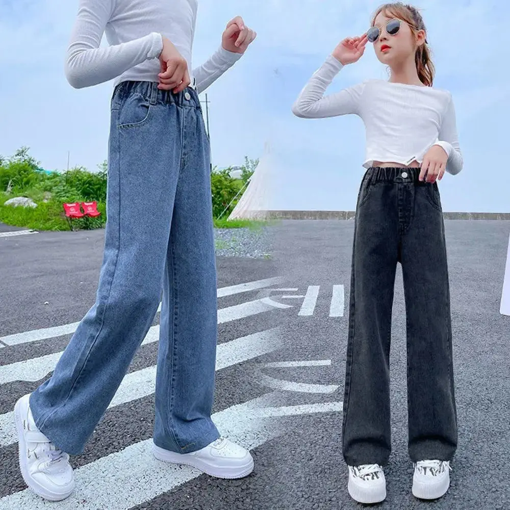 2022 Spring Solid Jeans for Girls Elastic Waist Loose Wide Leg Denim Pants Teenage Children's Clothing Kids Blue Black Trousers
2022 Spring Solid Jeans for Girls Elastic Waist Loose Wide Leg Denim Pants Teenage Children's Clothing Kids Blue Black Trousers