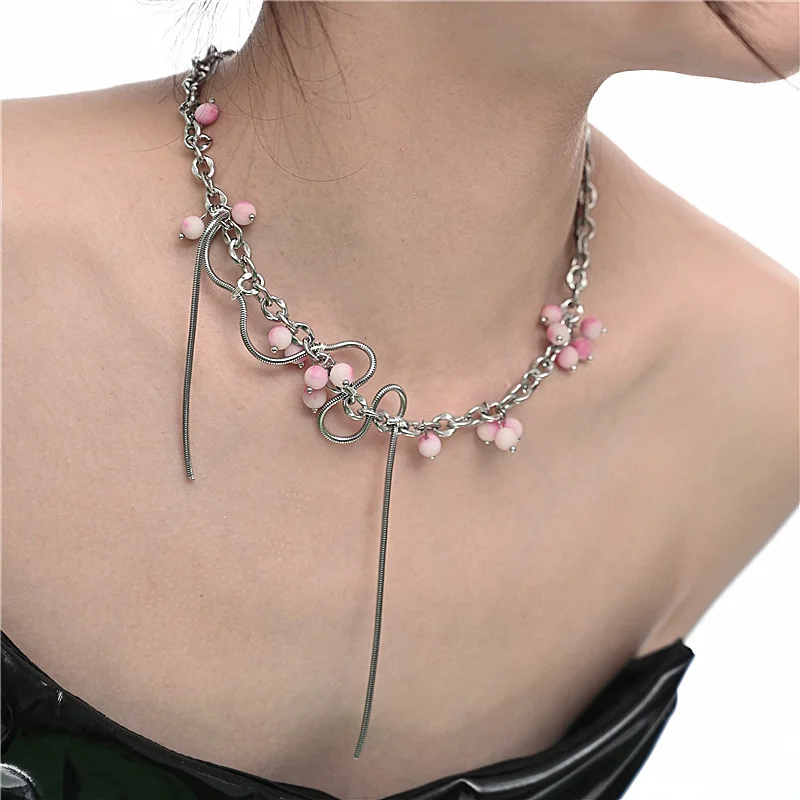 Summer New Gradient Pink Pearl Necklace Tassel Punk Winding Necklace for Women
Summer New Gradient Pink Pearl Necklace Tassel Punk Winding Necklace for Women