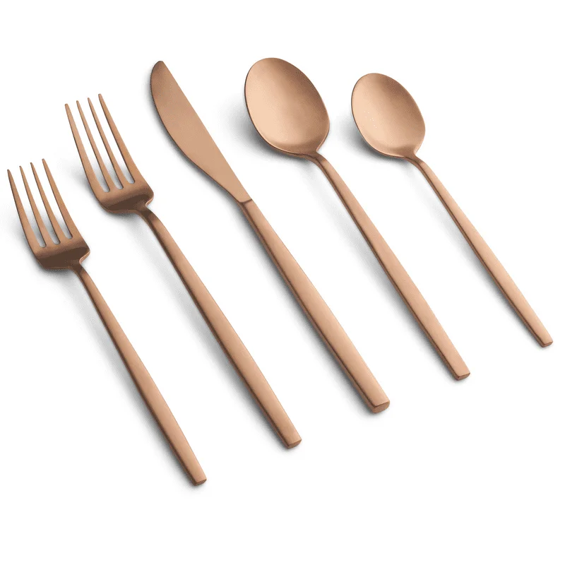 

Luxurious Forged Copper-Satin 18/0 Stainless Steel 20-Piece Flatware Set, Perfect for Serving Utensils Up to 4: Ideal Dinners Di