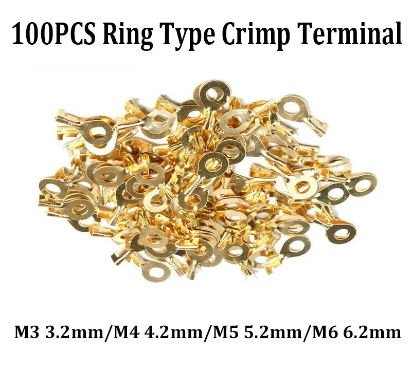 100pcs M3/M4/M5/M6 Ring Type Crimp Terminal Wire Connectors Cable Lug Insulated Crimp Terminal Spade Electrical Kit
100pcs M3/M4/M5/M6 Ring Type Crimp Terminal Wire Connectors Cable Lug Insulated Crimp Terminal Spade Electrical Kit