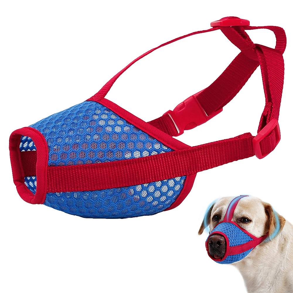 

Adjustable Anti Bark Dog Mouth Mask Cover Breathable Mesh Pet Dog Muzzle Stop Chew Grooming Dog Muzzles Training Pet Accessories