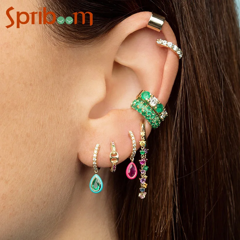 1PC Chain Earrings for Women Colorful Zircon Hoop Earring Exquisite Designer Jewelry Accessories Female Trendy Ear Hoops
1PC Chain Earrings for Women Colorful Zircon Hoop Earring Exquisite Designer Jewelry Accessories Female Trendy Ear Hoops