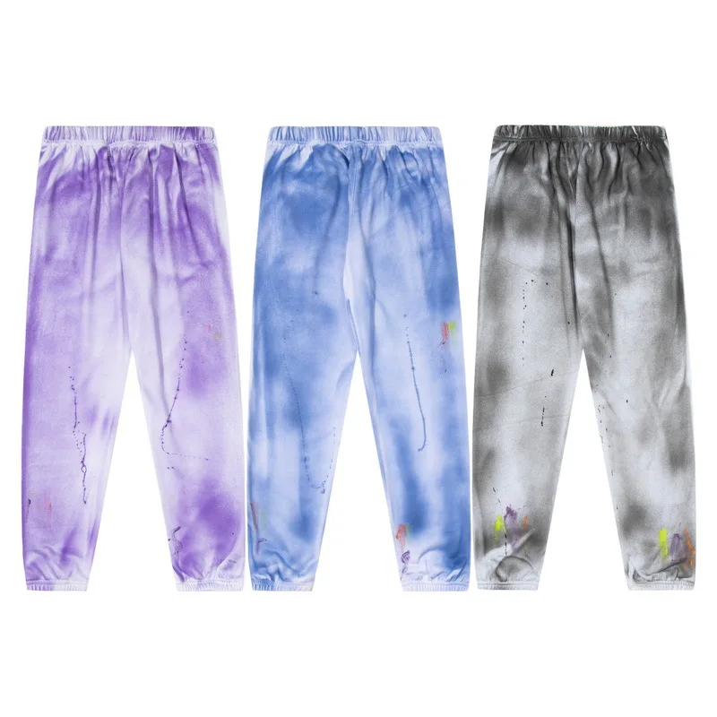 

GALLERY DEPT TIDE Fashion Speckled Ink Graffiti design letter Print splicing sweatpants Men street vintage Casual Pants Unisex