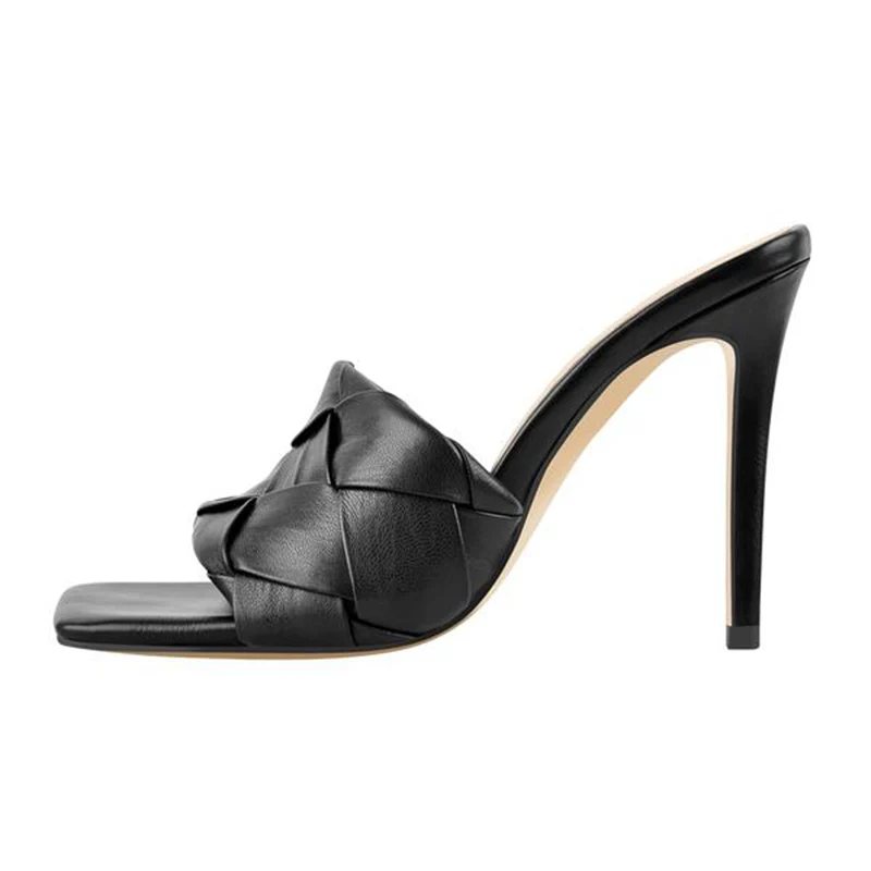 Elegant Black Weave Mules Summer Sandals for Women 2022 New Square Toe Slippers White Dress Shoes Ladies Large Size Slides 34-46
Elegant Black Weave Mules Summer Sandals for Women 2022 New Square Toe Slippers White Dress Shoes Ladies Large Size Slides 34-46