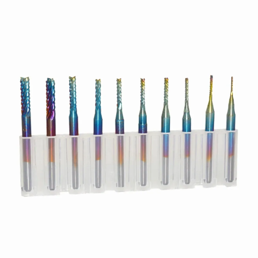 10pcs CNC Router Bit With Box Tungsten Steel Blue Plated PCB Corn Milling Cutter For Processing Mold Engraving Stainless Steel
10pcs CNC Router Bit With Box Tungsten Steel Blue Plated PCB Corn Milling Cutter For Processing Mold Engraving Stainless Steel