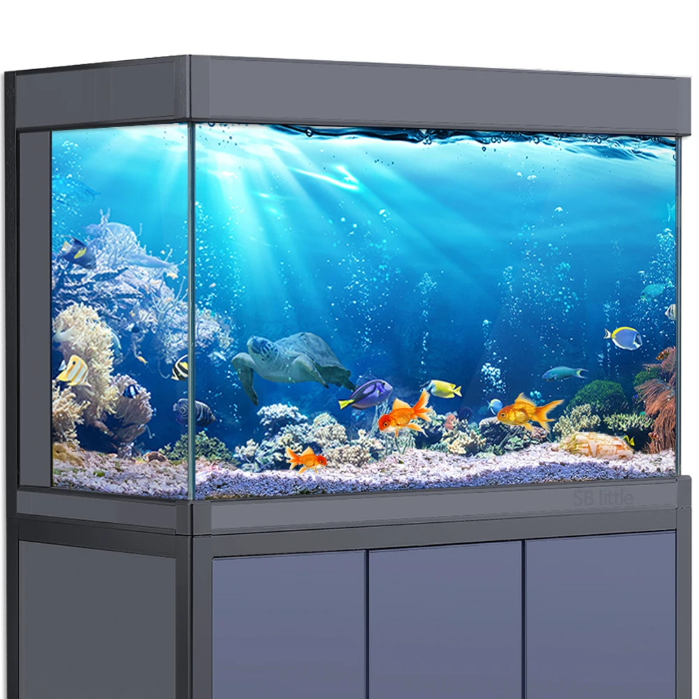 

Aquarium Background Sticker Decoration for Fish Tanks, Coral Reef Fish Ocean HD 3D Poster 5-55 Gallon Reptile Habitat