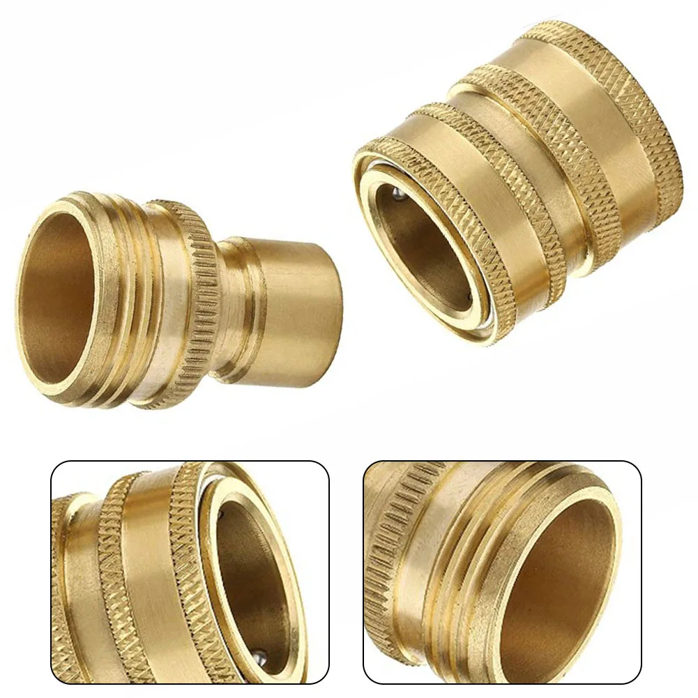 Garden Hose Quick Connect Fittings, 3/4 Inch GHT Solid Brass, Set 1-Pack For Home Garden Watering Equipment
Garden Hose Quick Connect Fittings, 3/4 Inch GHT Solid Brass, Set 1-Pack For Home Garden Watering Equipment