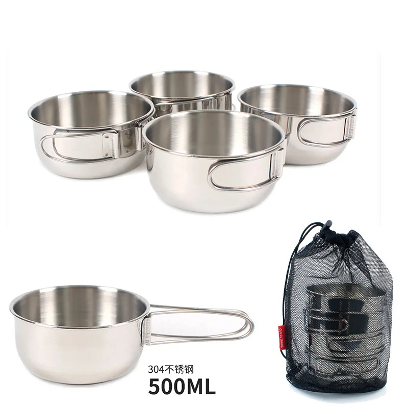 Outdoor 304 stainless steel 4-piece set bowl 500ml small steel bowl camping mountaineering travel picnic combination tableware
Outdoor 304 stainless steel 4-piece set bowl 500ml small steel bowl camping mountaineering travel picnic combination tableware