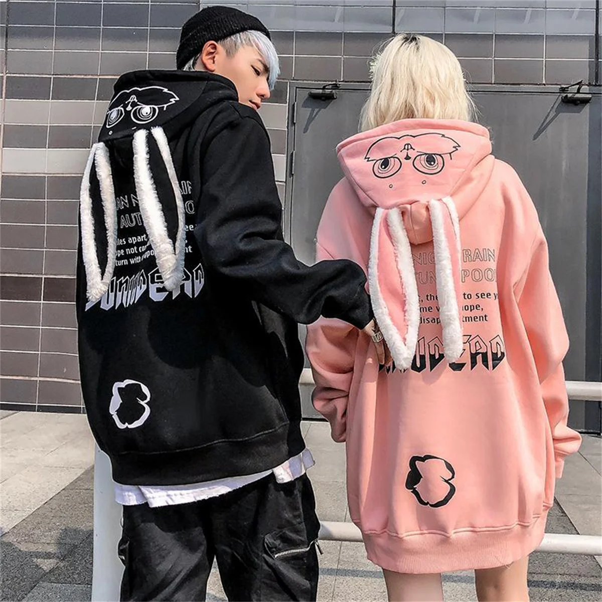 Cute Couple Hoodie Men Autumn Winter Sweatshirt Fashion Cartoon Harajuku Black Pullover Funny Rabbit Ear Hoodie Coats Girls 
Cute Couple Hoodie Men Autumn Winter Sweatshirt Fashion Cartoon Harajuku Black Pullover Funny Rabbit Ear Hoodie Coats Girls