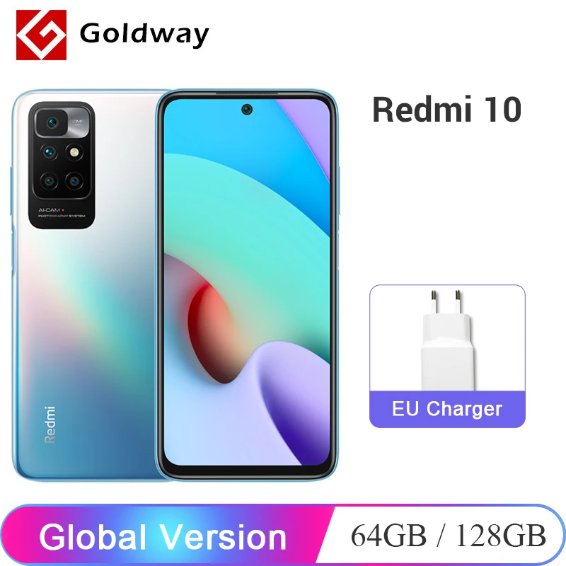 Глобальная версия Xiaomi Redmi 10 64 ГБ / 128 Мобильный телефон Helio G88 8-ядерный 50МП ИИ Четыре