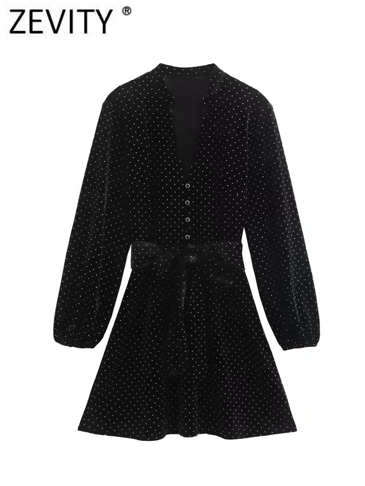 Zevity Women Vintage Stand Collar Sequined Dots Velvet Mini Shirt Dress Female Chic Long Sleeve Bow Tied Sashes Vestidos DS2708
Zevity Women Vintage Stand Collar Sequined Dots Velvet Mini Shirt Dress Female Chic Long Sleeve Bow Tied Sashes Vestidos DS2708