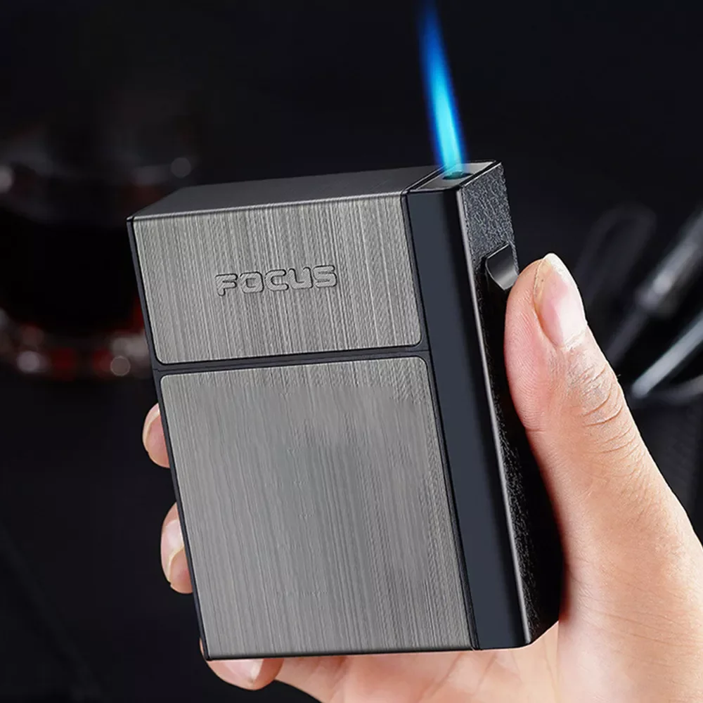 Straight Jet Flame Cigarette Case Lighter Metal 20Pcs Capacity Cigarettes Box Windproof Inflatable Lighter Smoking Accessories
Straight Jet Flame Cigarette Case Lighter Metal 20Pcs Capacity Cigarettes Box Windproof Inflatable Lighter Smoking Accessories