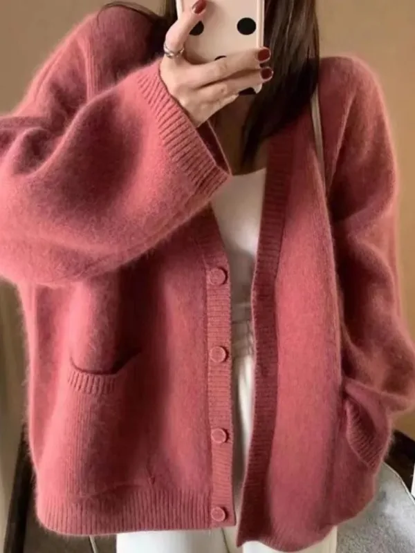 Solid Woman Cardigan Coat Single-breasted Autumn Winter V-neck Long Sleeved Casual Knitted Wear Korean Loose Female Sweater Top
Solid Woman Cardigan Coat Single-breasted Autumn Winter V-neck Long Sleeved Casual Knitted Wear Korean Loose Female Sweater Top