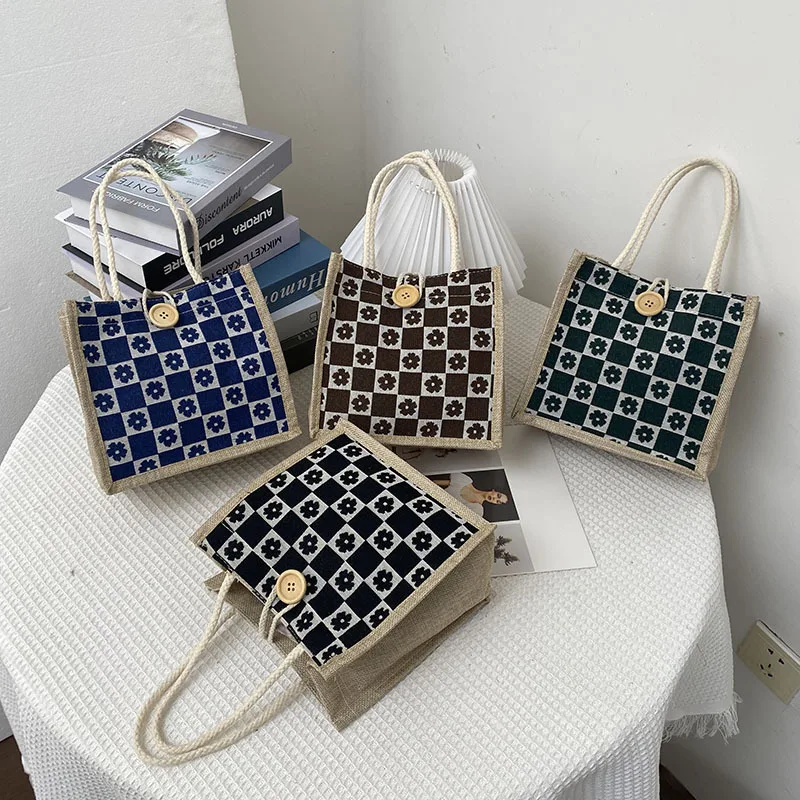 Designer Linen Handbag Women Fashion Small Tote Bags Reusable Shopping Bag Pouch Jute Plaid Flowers Eco Grocery Shopper
Designer Linen Handbag Women Fashion Small Tote Bags Reusable Shopping Bag Pouch Jute Plaid Flowers Eco Grocery Shopper