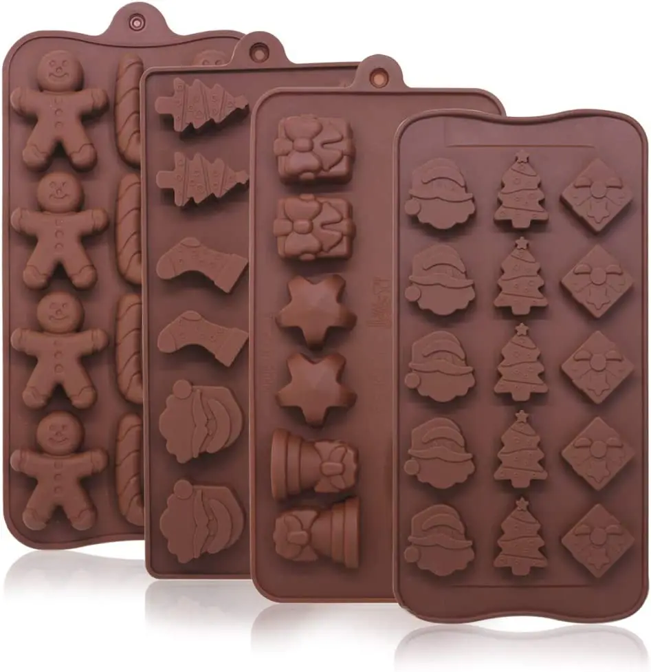 4 Pack Christmas Candy Molds Trays, Silicone Baking Chocolate Jelly Molds with Shapes of Snowman,Socks,Candy Stick-4 Types
4 Pack Christmas Candy Molds Trays, Silicone Baking Chocolate Jelly Molds with Shapes of Snowman,Socks,Candy Stick-4 Types