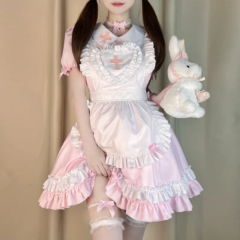 Cosplay Maid Costume Anime Cream Sweetheart Pink Lolita Dress Cute Girl Maids Wear Uniform Short-sleeved Nurse Costumes Dresses
Cosplay Maid Costume Anime Cream Sweetheart Pink Lolita Dress Cute Girl Maids Wear Uniform Short-sleeved Nurse Costumes Dresses