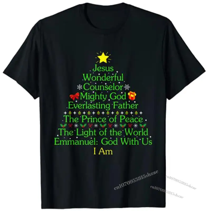 

Jesus Wonderful Funny Christmas Tree Lights Christian Xmas T-Shirt Graphic Tee Tops