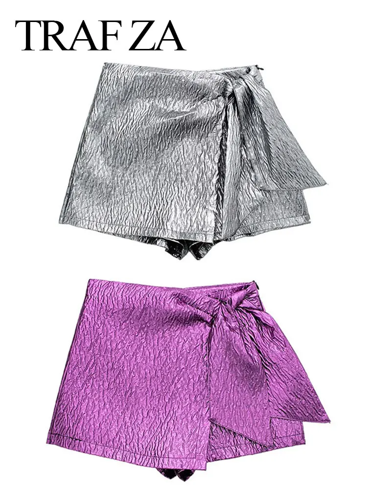 TRAFZA Women's Fashion Bow Decoration Shorts Skirts Elegant Solid Color High Waist Slim Culottes Side Zipper Female Skorts
TRAFZA Women's Fashion Bow Decoration Shorts Skirts Elegant Solid Color High Waist Slim Culottes Side Zipper Female Skorts