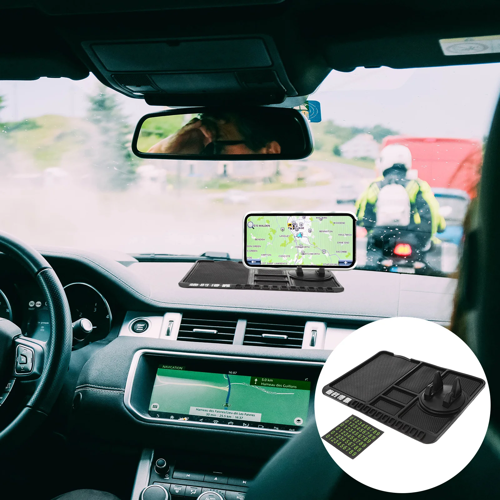 Carslip Mat Dashboard Pad Holder Antinon Dash Cell Panel Skidmultifunctional Instrument Bracket Temporary Parkingnumber Storage 
Carslip Mat Dashboard Pad Holder Antinon Dash Cell Panel Skidmultifunctional Instrument Bracket Temporary Parkingnumber Storage